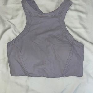 Light purple lululemon ebb to street crop tank/bra